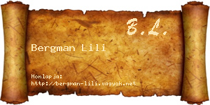 Bergman Lili névjegykártya